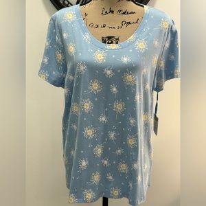 Sleep sense light blue dandelion print short sleeve sleep/ lounge shirt nwt